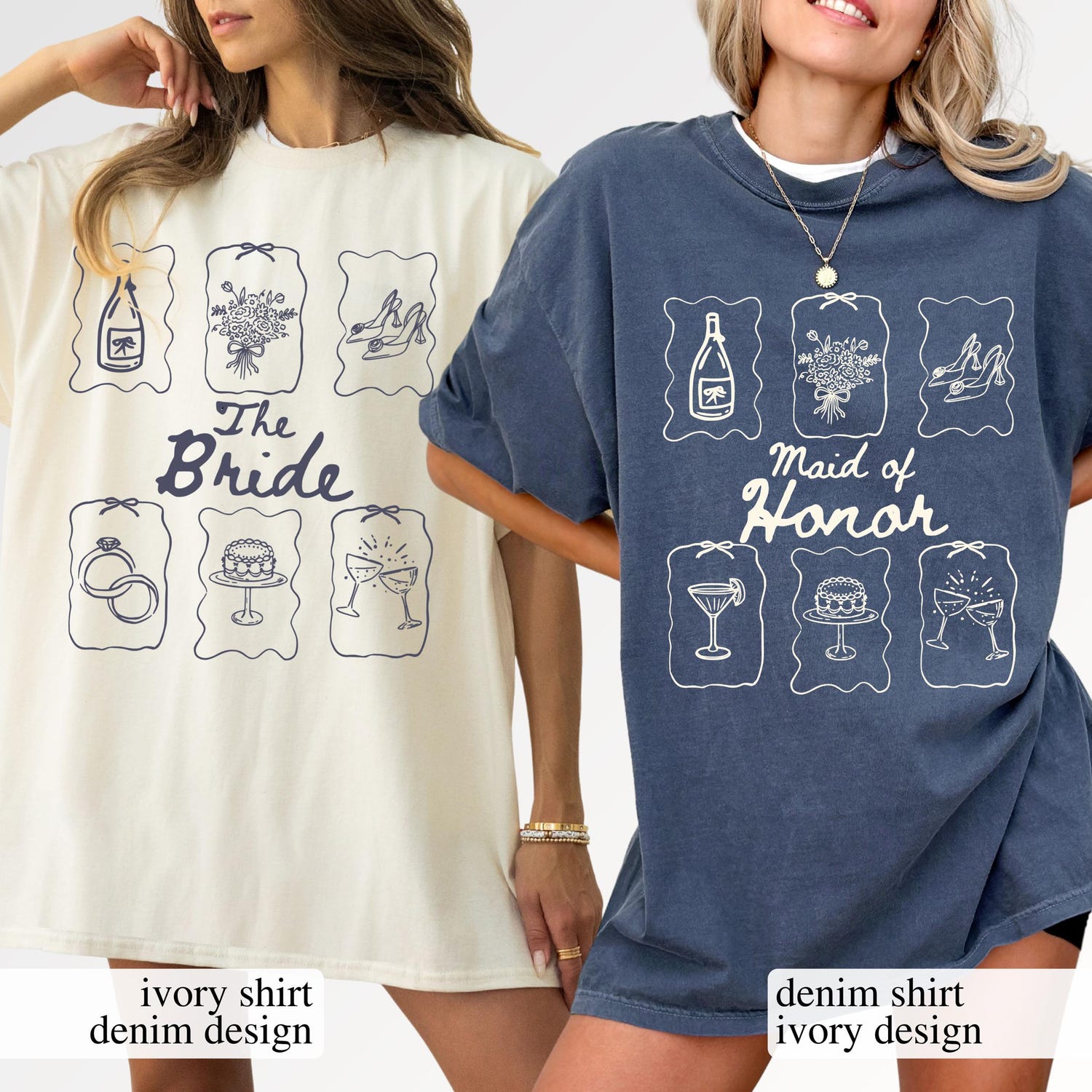 Custom Bridal Party Shirts, Personalized Bridesmaid Tees, Maid of Honor, Getting Ready Outfit, Bridesmaid Proposal Gift, Bachelorette Party