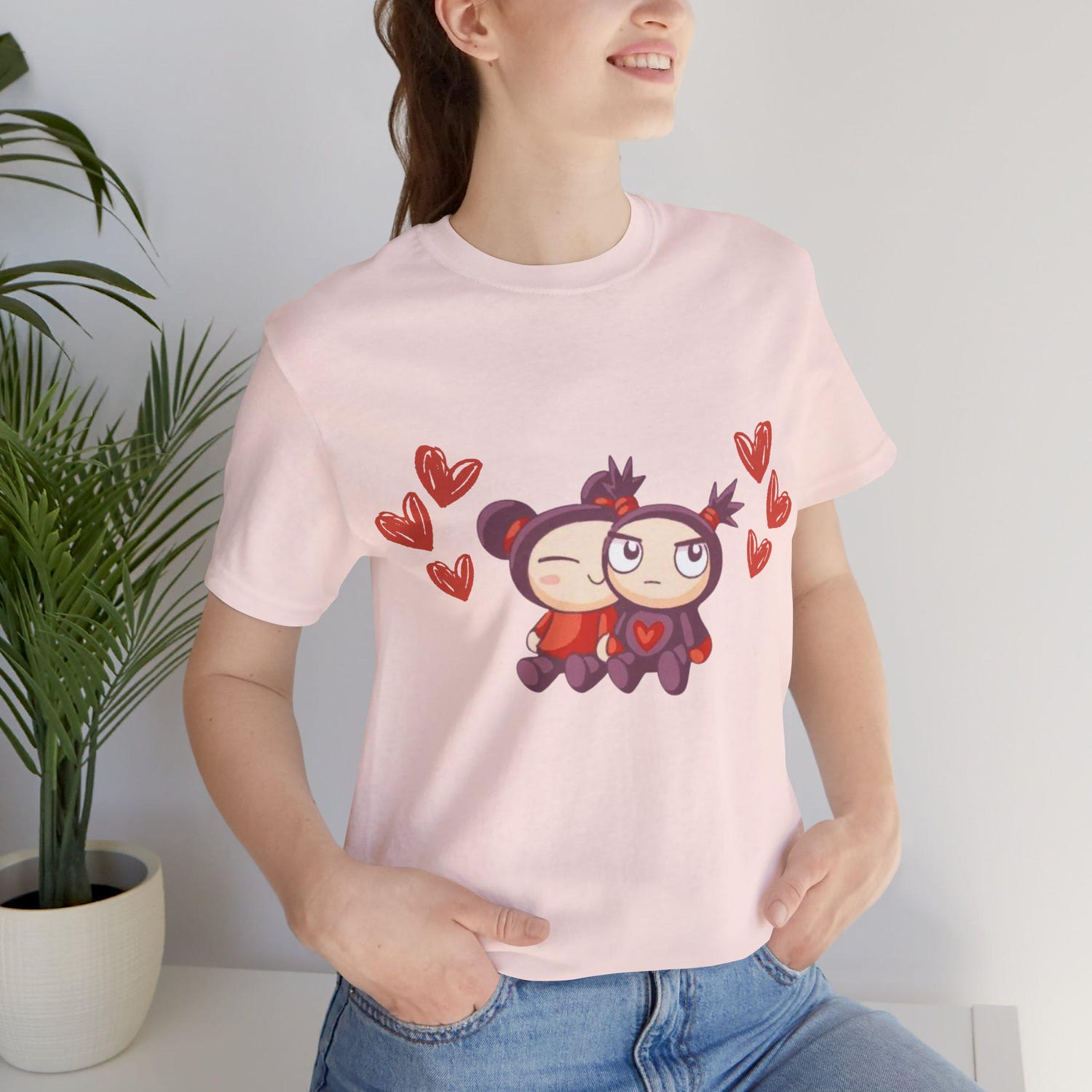 Pucca and Garu T-Shirt | Cute Kawaii Cartoon Anime Tee | Aesthetic Couple Graphic Shirt | Funny Korean Anime Inspired Top