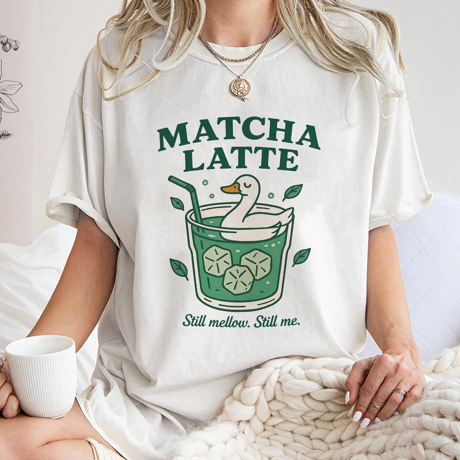 Goose Matcha Latte Still Mellow Still Me Shirt,Trending Unisex Tee Shirt,Unique Shirt Gift,Cute Goose Sweatshirt,Tea Lover Hoodie