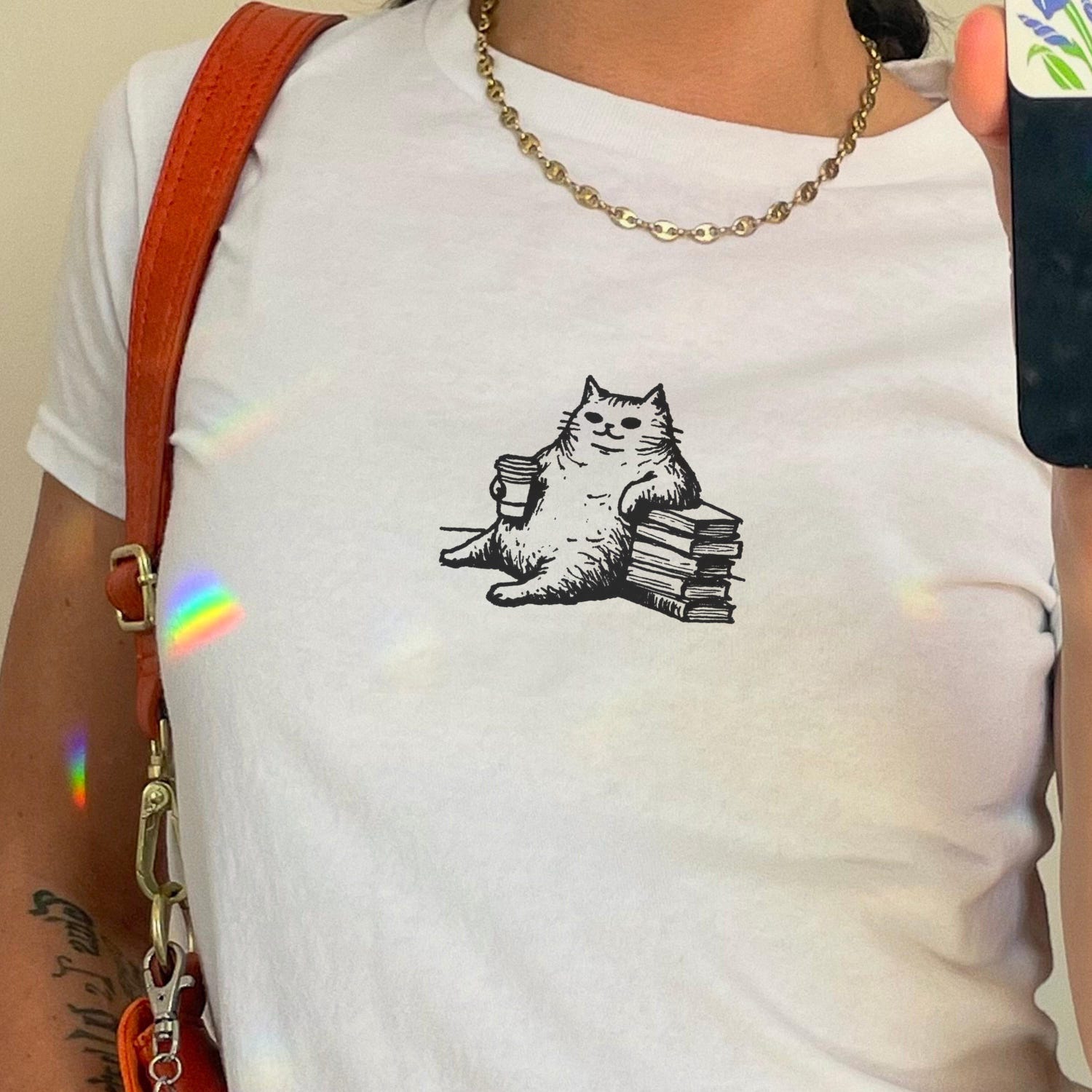 Cat Reading Baby Tee - Silly Cat Baby Tee, Rockstar Kitten Shirt, Grunge Cat Baby Tee, Y2k Graphic Tee, Booklovers Shirt, Retro Baby Tee