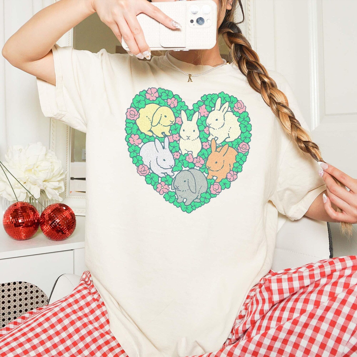 Cute Rabbit Cottagecore Shirt for Women Coquette Fairycore Aesthetic