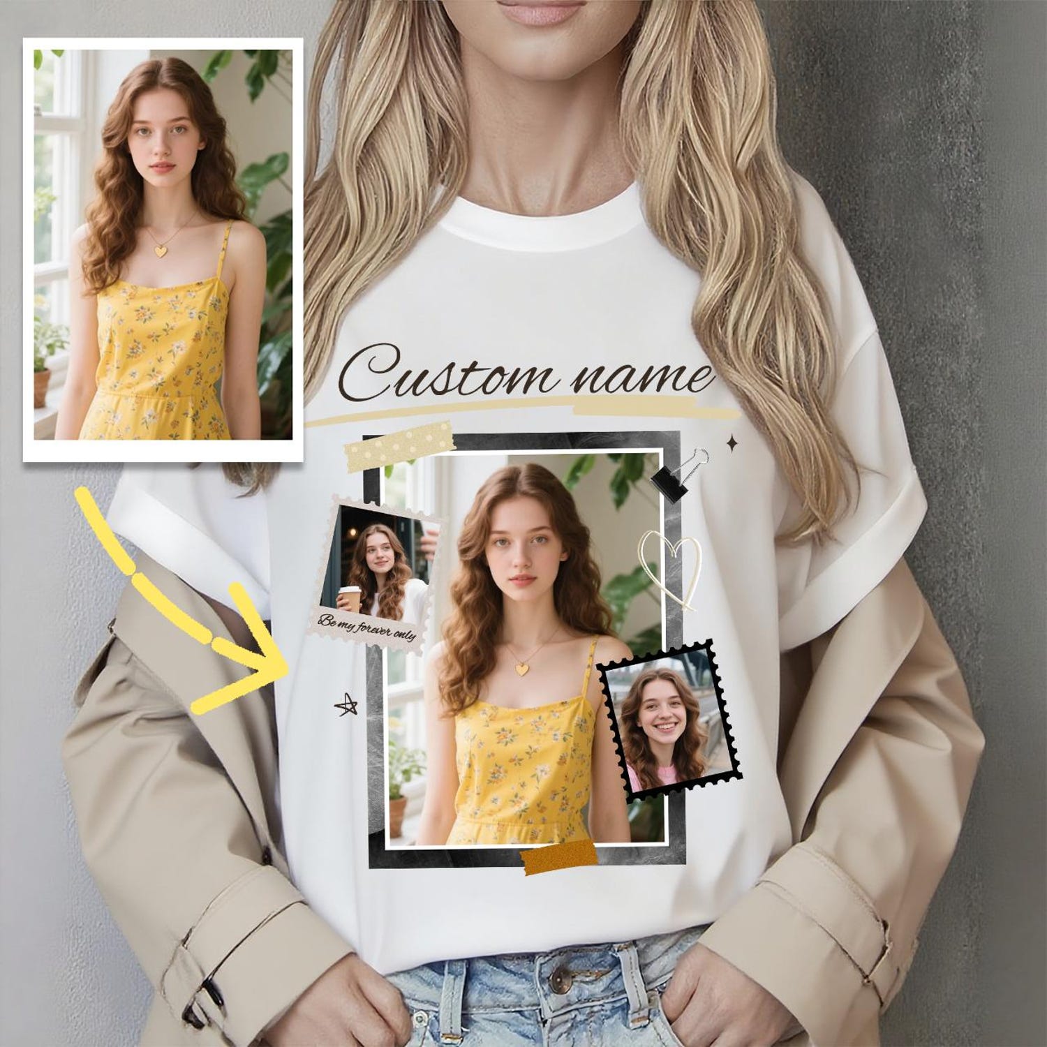 Custom Girlfriend Shirt, Pet Photo Shirt, Personalized Birthday Gift T-Shirt, Dog Remembrance Gift