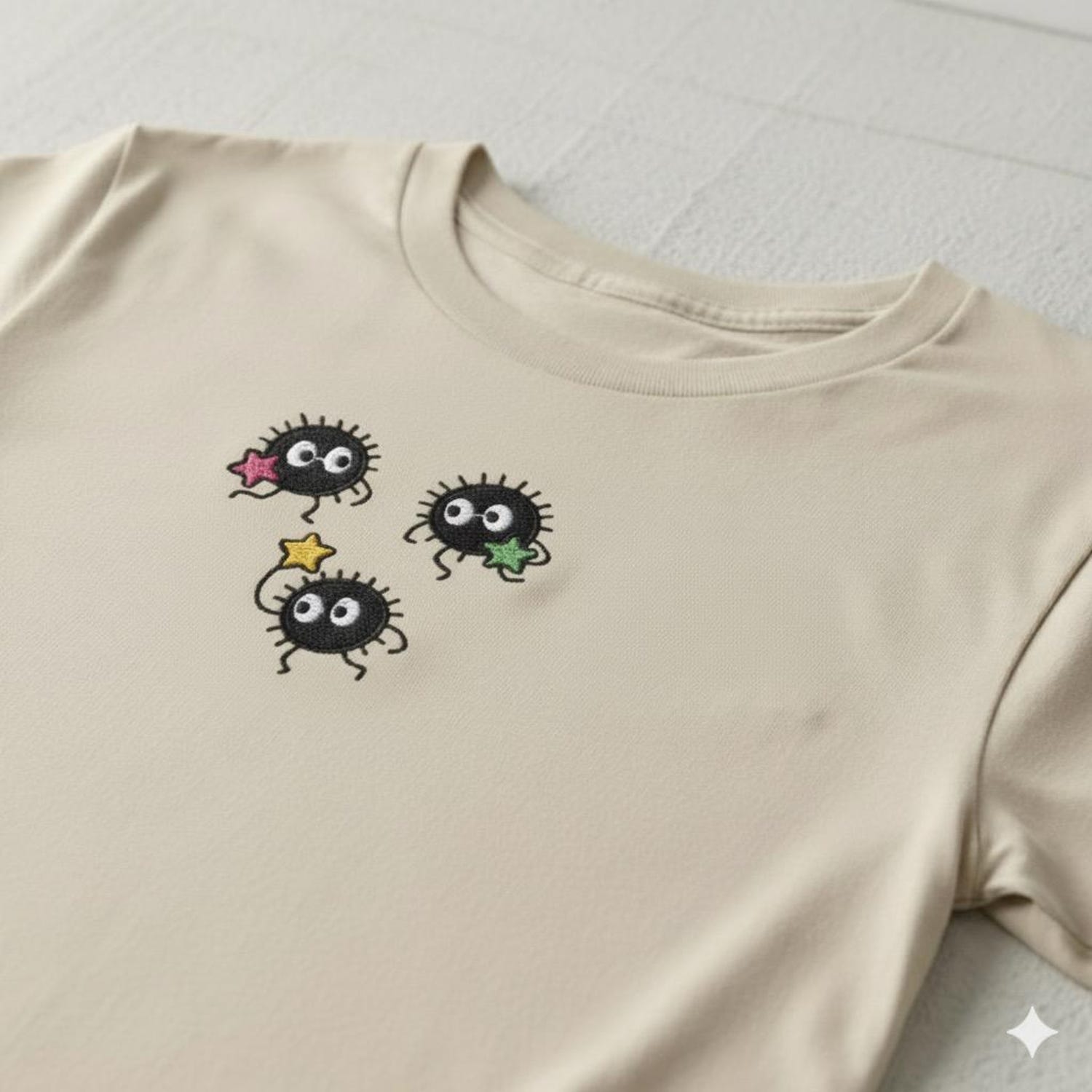Embroidered Sprites Cozy  T-Shirt, Studio Inspired Cottagecore Tee, Cute Anime Aesthetic Shirt, Cozy Autumn Whimsy Gift, Kawaii Unisex Tee