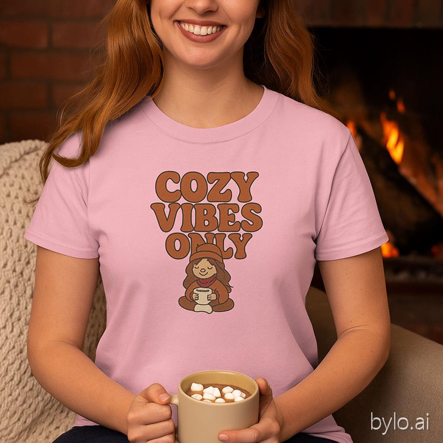 Cozy Vibes Only T-Shirt - Cute Winter Aesthetic Tee | Cozy Graphic Shirt for Women & Girls