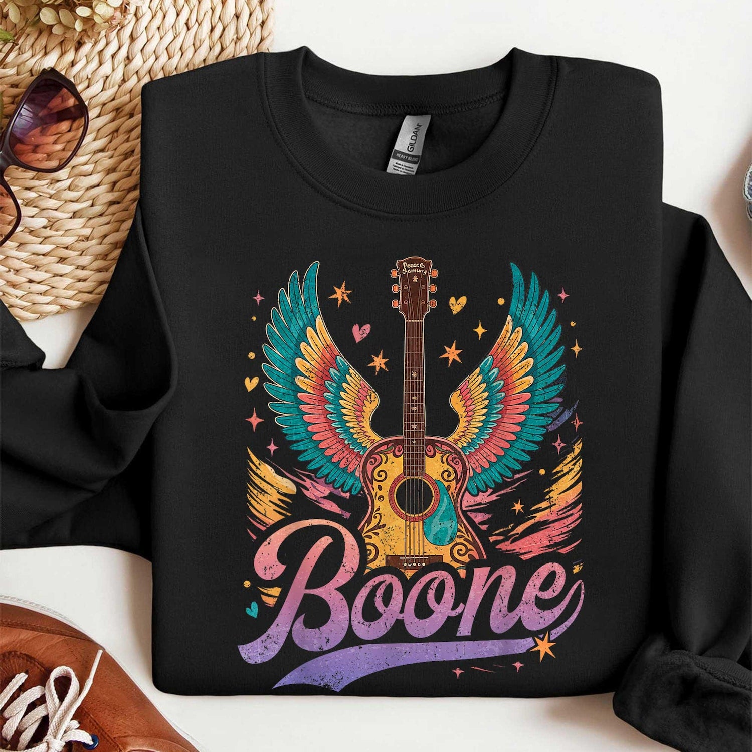 Boone Retro Concert Sweatshirt, I Love Boone 80s Vintage T-Shirt, Retro Graphic Tee, Trendy Pop Culture Concert Shirt, Gift for Her