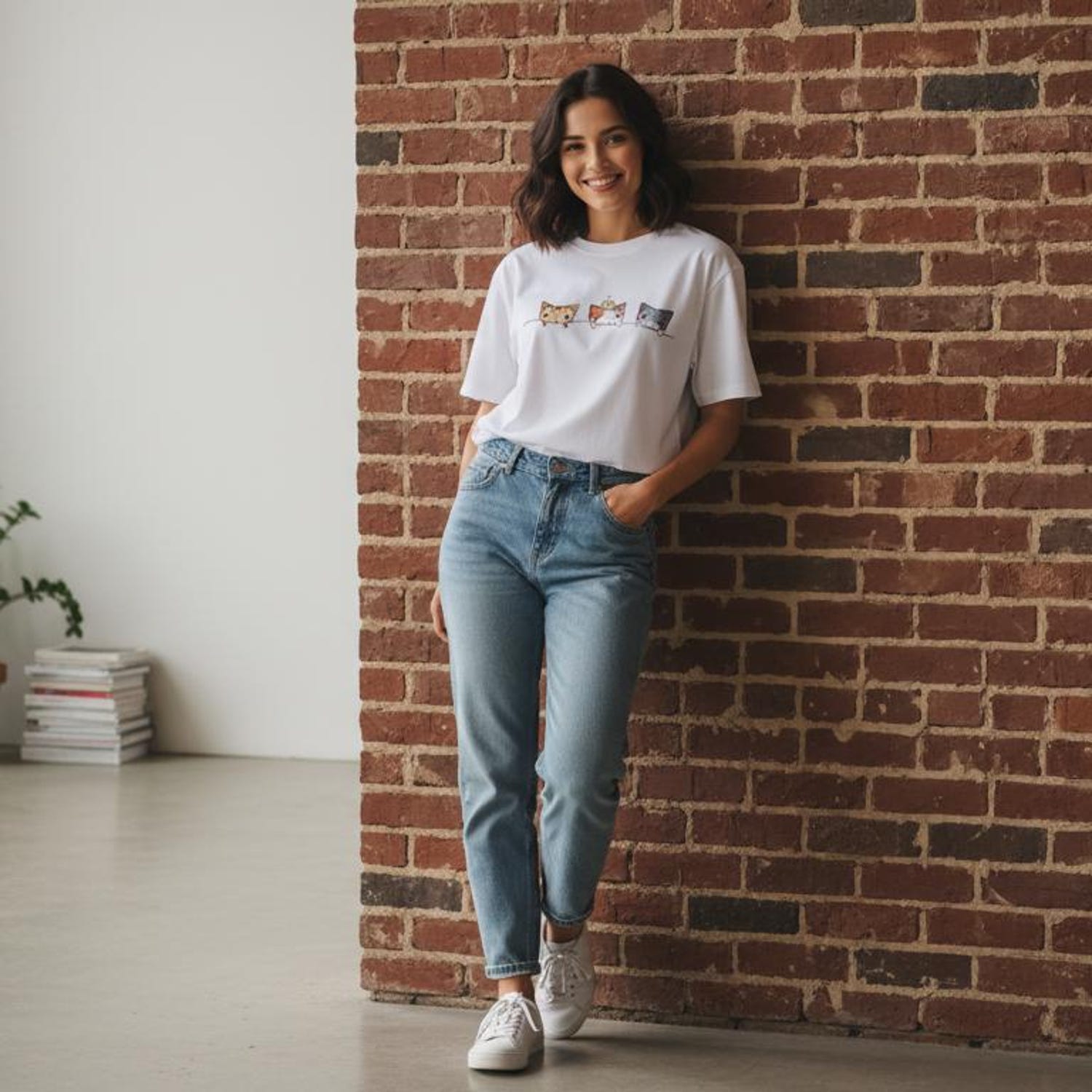 Cute Cat T-Shirt, Kawaii Kitty Graphic Tee, Funny Cat Lover Gift Shirt, Aesthetic Cat Shirt, Unisex Casual Top