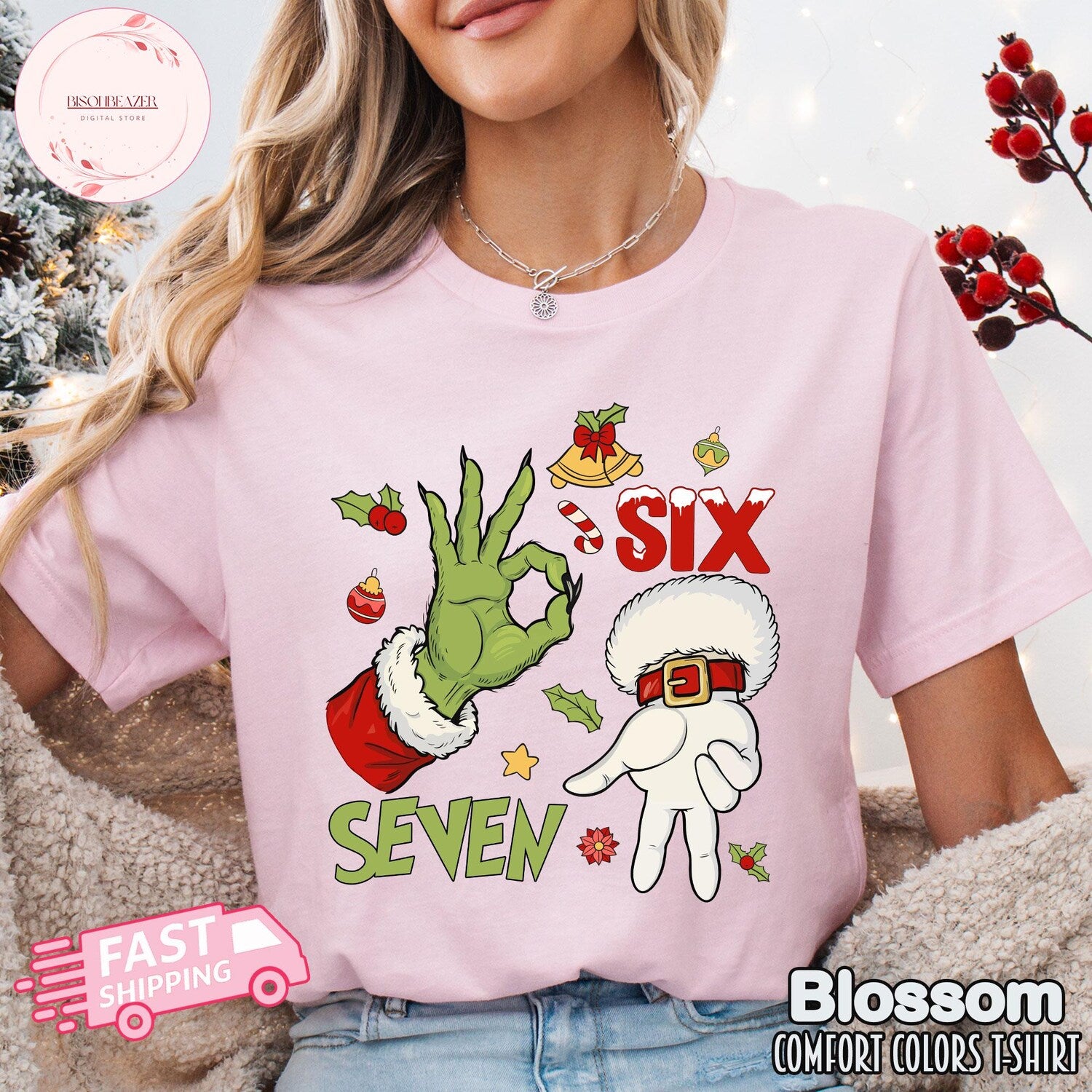Comfort ColorsÂ® Six Seven 6 7 Meme Christmas Shirt, Viral Internet Meme Humor, Funny Generation Z, 67 Trend, Santa Says Six Seven Xmas Shirt