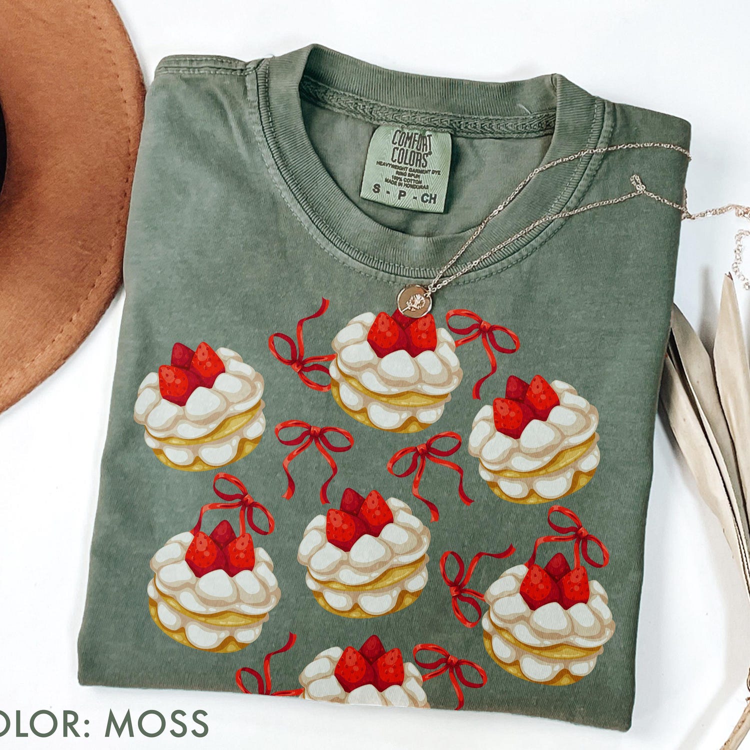 Strawberry Shortcake Shirt Comfort ColorsÂ®, Coquette Bow Dessert Tee, Cute Strawberries Cake Shirt, Kawaii Food Tee, Baker Gift, Foodie Gift