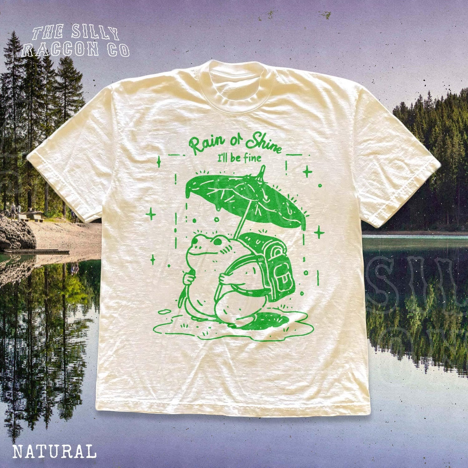 Cute Frog Shirt, Rain or Shine I'll be Fine Tee, Positive Mental Health Gift, Kawaii Nature T-shirt, Cottagecore Aesthetic Clothing Unisex