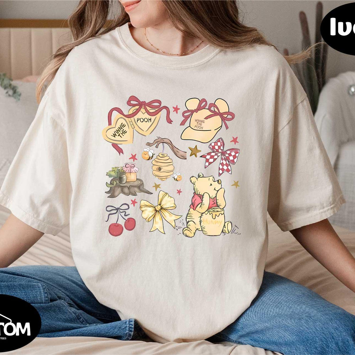 Comfort Colors Winnie the Pooh Shirt, Retro Coquette Pooh Bear T-shirt, Disney Family Tee, Gift For Pooh Lover, Disneyland Vacation Sweater