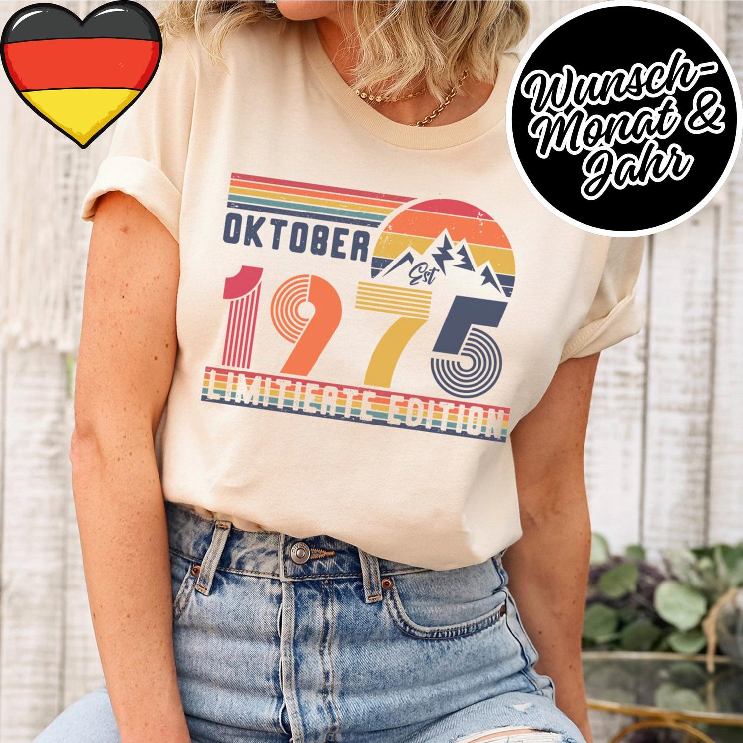 50 Geburtstag Retro Shirt – 1975 Vintage Sweatshirt Geschenk – 50 Jahre Hoodie für Damen / Herren – T-Shirt für Ehefrau oder Ehemann