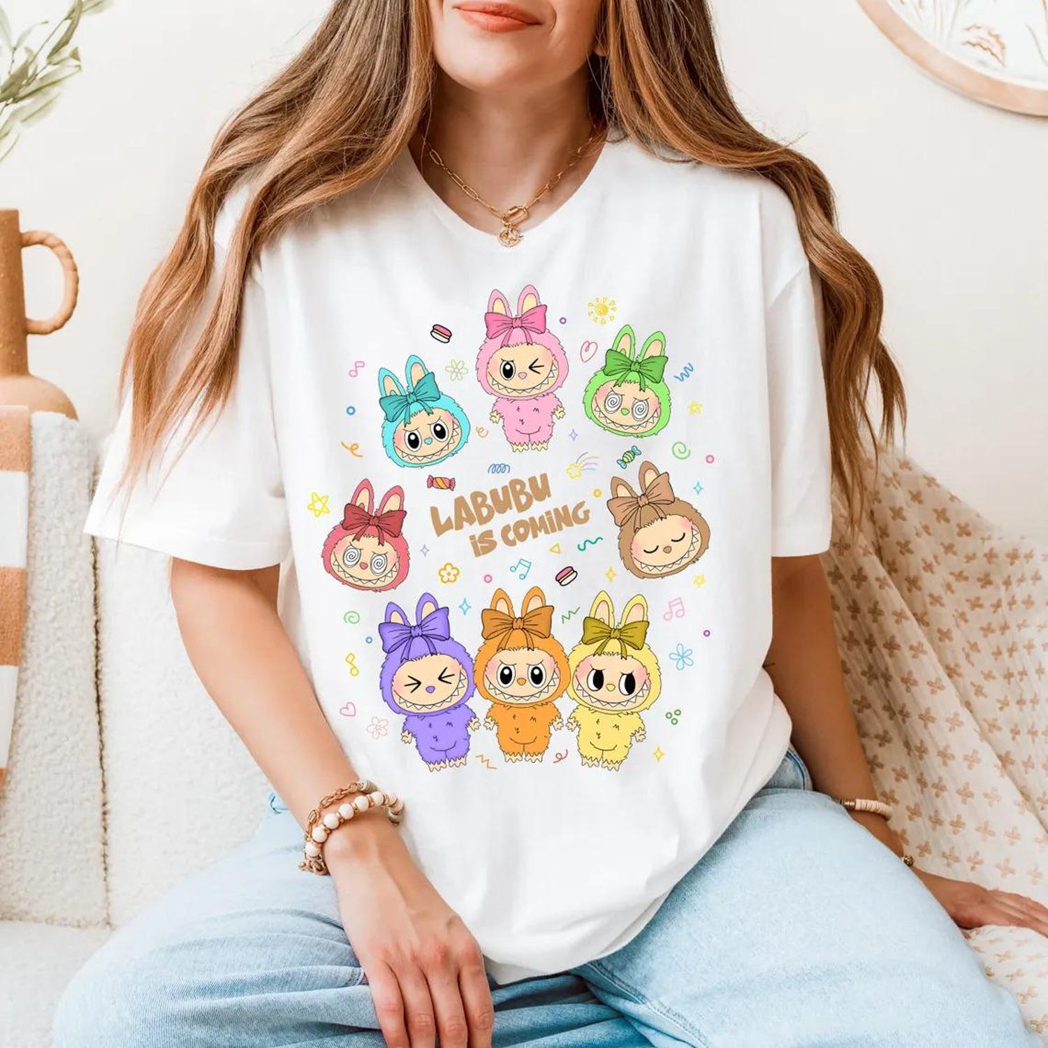 Labubu Shirt, Cute Cartoon T-Shirt, Aesthetic Kawaii Tee,Trendy Cute Shirt, Labubu Fans, Harajuku Style Animal Tee, Labubu Sweatshirt