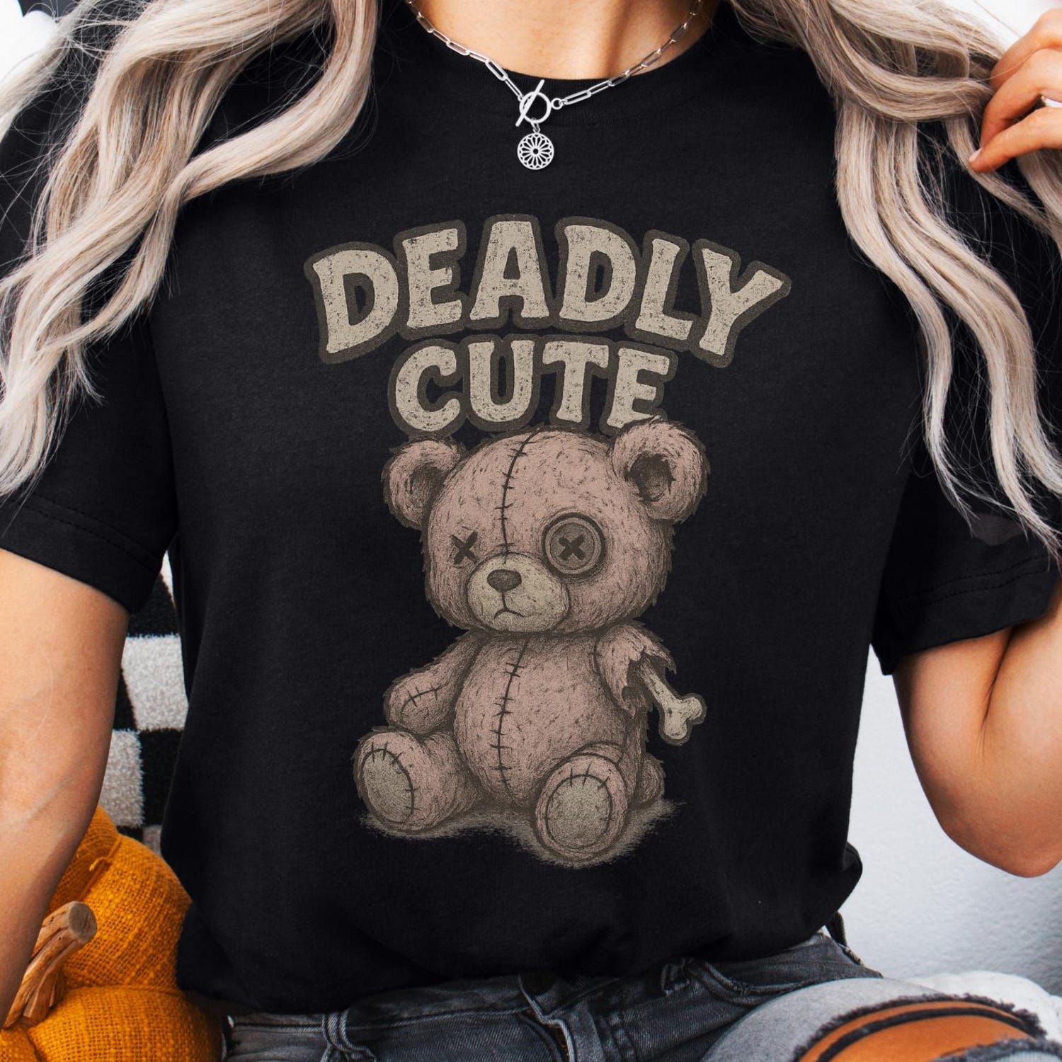 Deadly Cute Teddy Bear Shirt | Gothic Plushie Horror Tee | Creepy Cute Aesthetic T-Shirt | Dark Softcore Gift Top