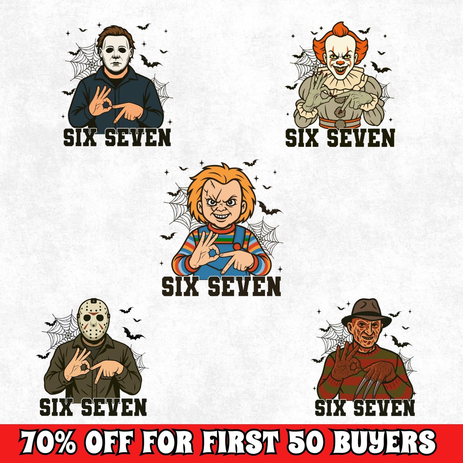 5+ Funny 6 7 Halloween Png Bundle, Six Seven Shirt, 6 7 Movie Killers Png, Six Seven Meme Pumpkin , Spooky Season Png, 67 Trend Social Media