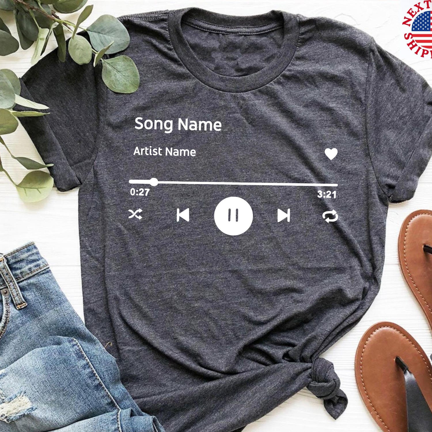 Custom Song Name T-Shirt: Favorite Artist Gift, Birthday Music Fan Tee