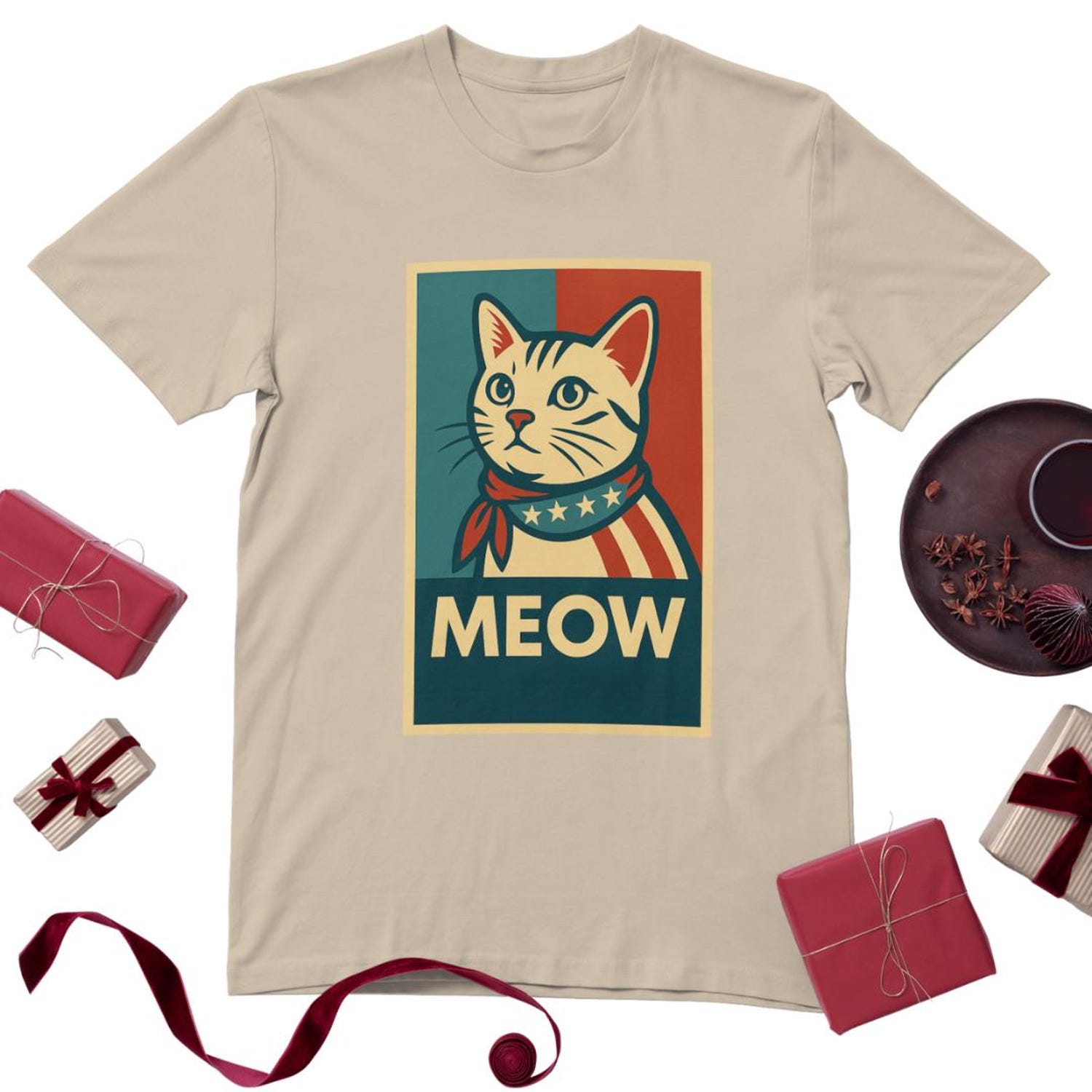 Retro Cat MEOW T-Shirt, Vintage Cat Lover Tee, Funny Kitty Graphic Shirt, Aesthetic Cat Gift, Cute 70s Cat Shirt, Groovy Cat T-Shirt