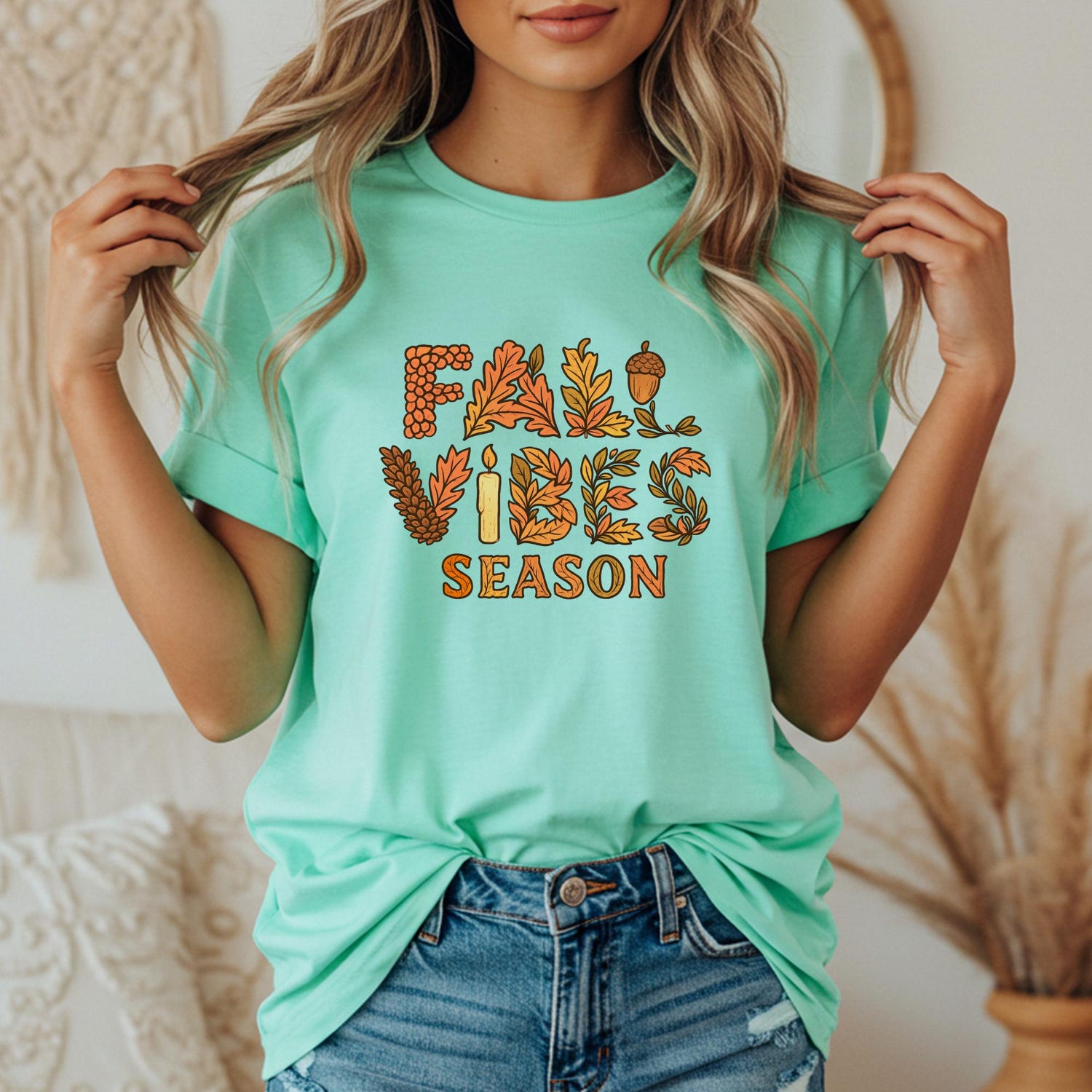 Comfort ColorsÂ® Fall Vibes Season Shirt, Cute Autumn Graphic Tee, Cozy Thanksgiving Sweatshirt, Fall Aesthetic Unisex Top