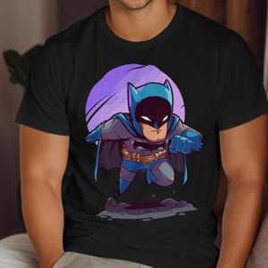 Animated Batman T-Shirt, Superhero T-Shirt, Comic Book Apparel, Batman Gift, Cartoon Style, Superhero Fan Gift, Cool Character T-Shirt