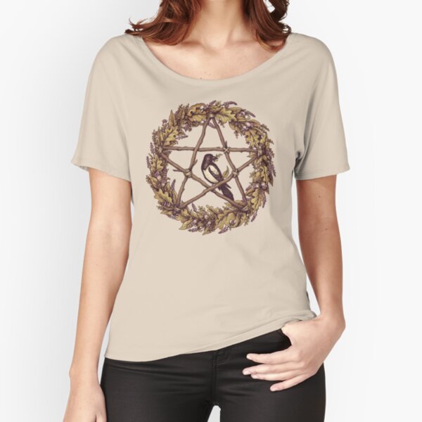 Botanical Pentacle Wreath Witch Relaxed Fit T-Shirt for Sale by medusadollmaker