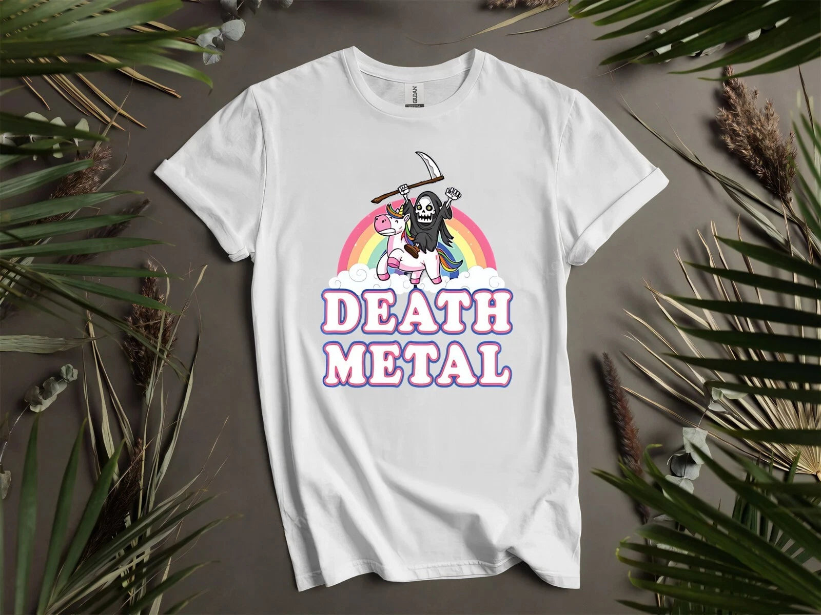 Death Metal Rainbow Funny Grim Reaper Hoodie Tshirt Men Women Unisex Ad273