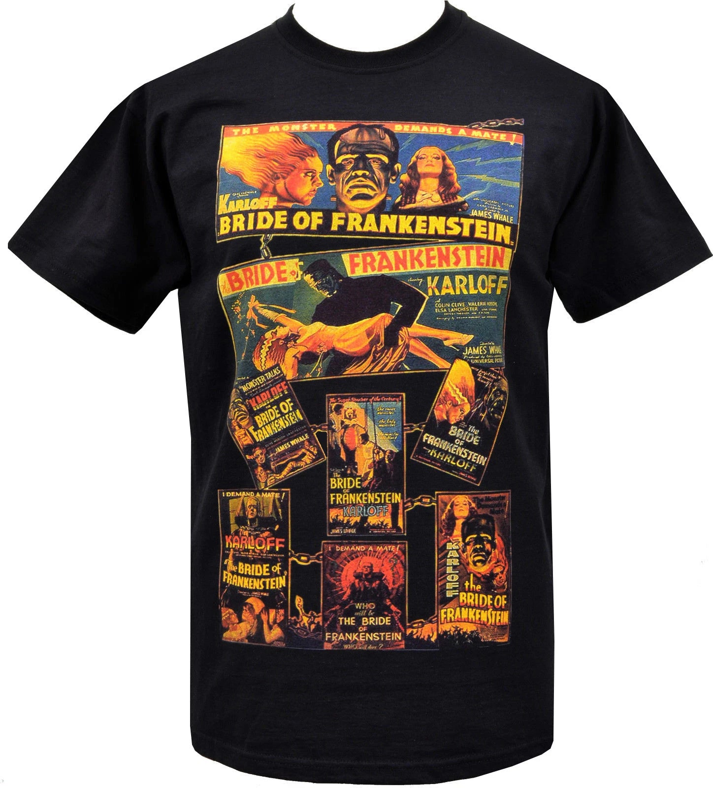 Bride Of Frankenstein Mens Horror T-shirt Boris Karloff Monster Posters S-5xl