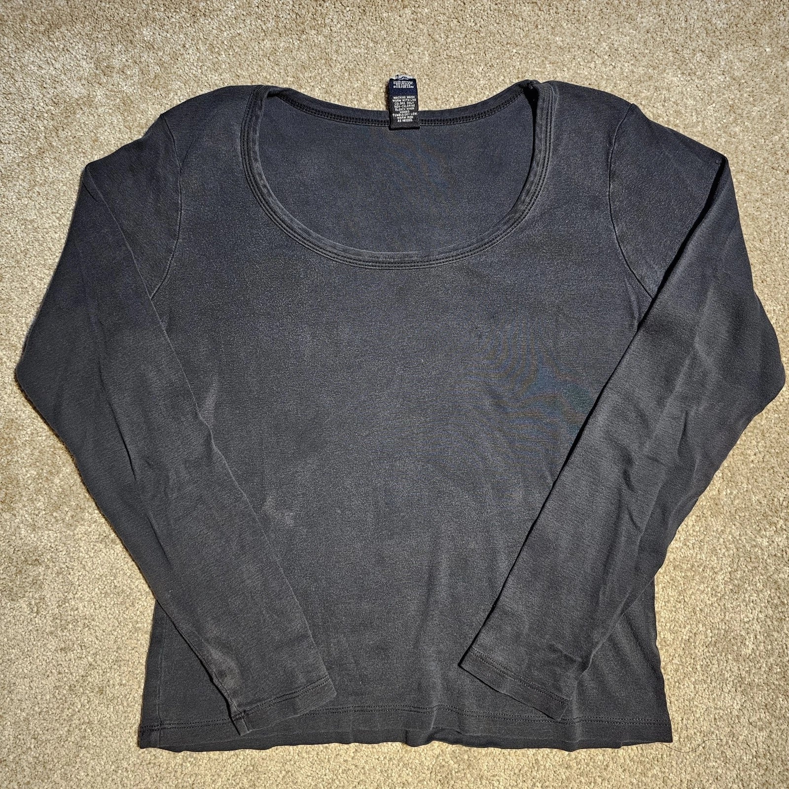 Vtg 90s Y2k Thrashed Black Faded Ls T-shirt Mens M Sleeze Grunge Punk Skate Emo