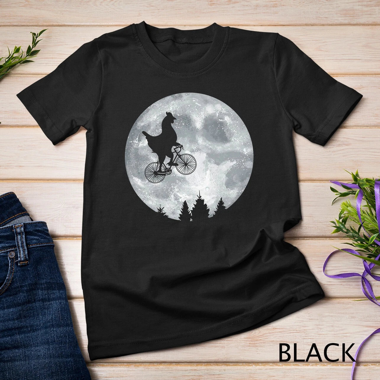 Chicken Riding Moon Bike Halloween Lunar Cycling Cyclist Premium Unisex T-shirt