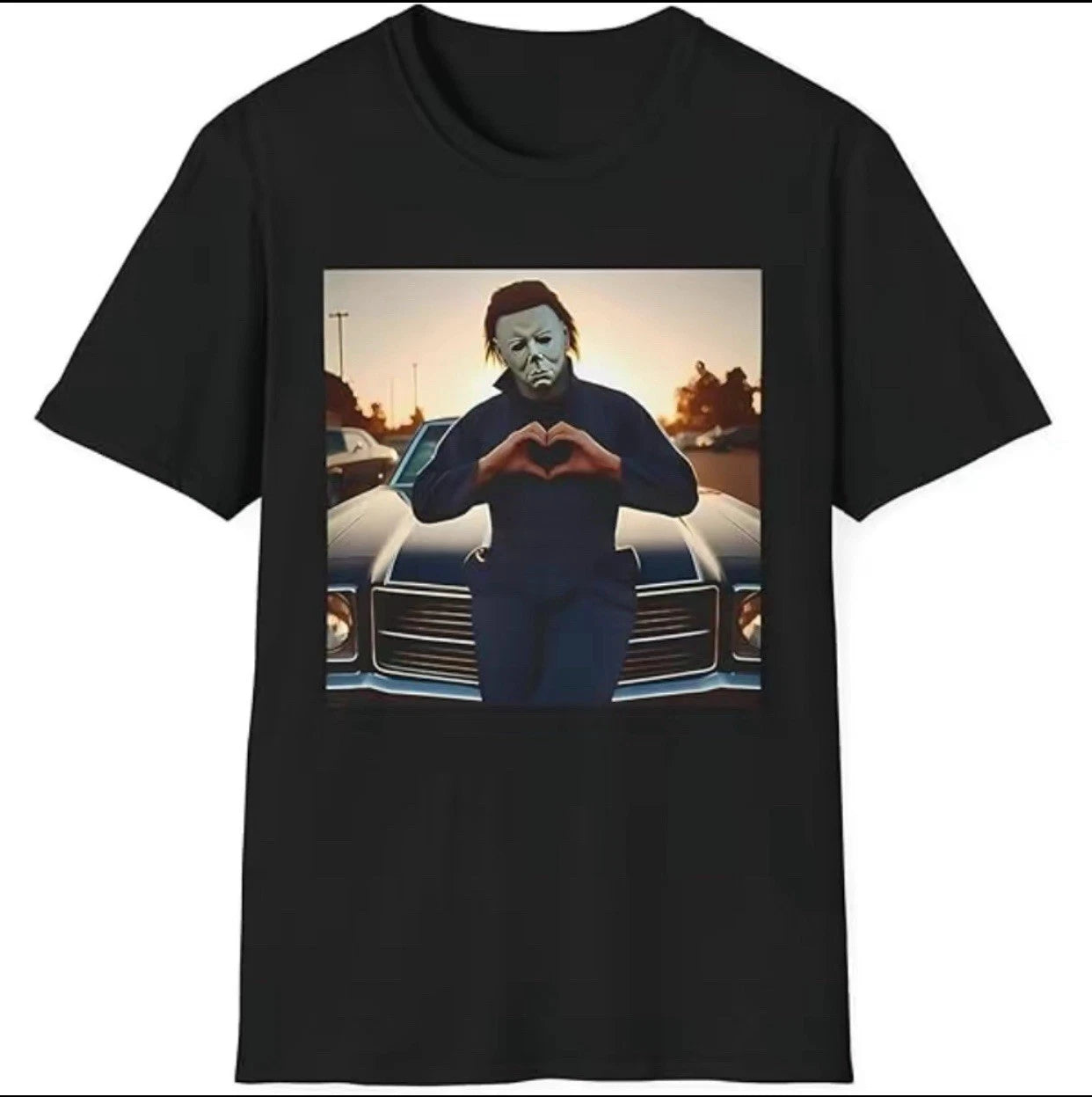 90s Vintage Retro Heart Hands Michael Myers Halloween Tshirt -100% Cotton
