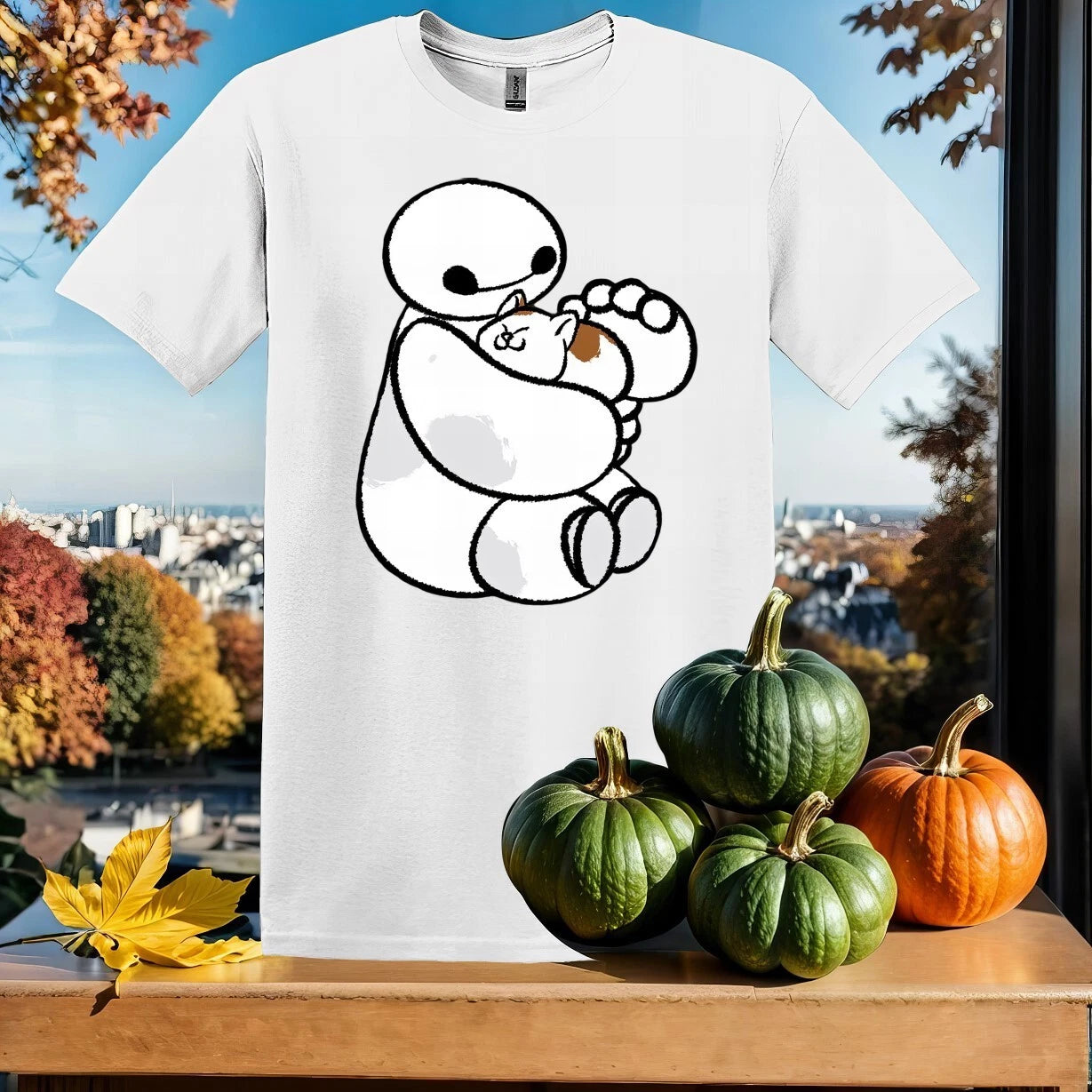 Disney Big Hero 6 Baymax Cat Cute T-shirt T Shirt Men Women Unisex Tshirt Sy112
