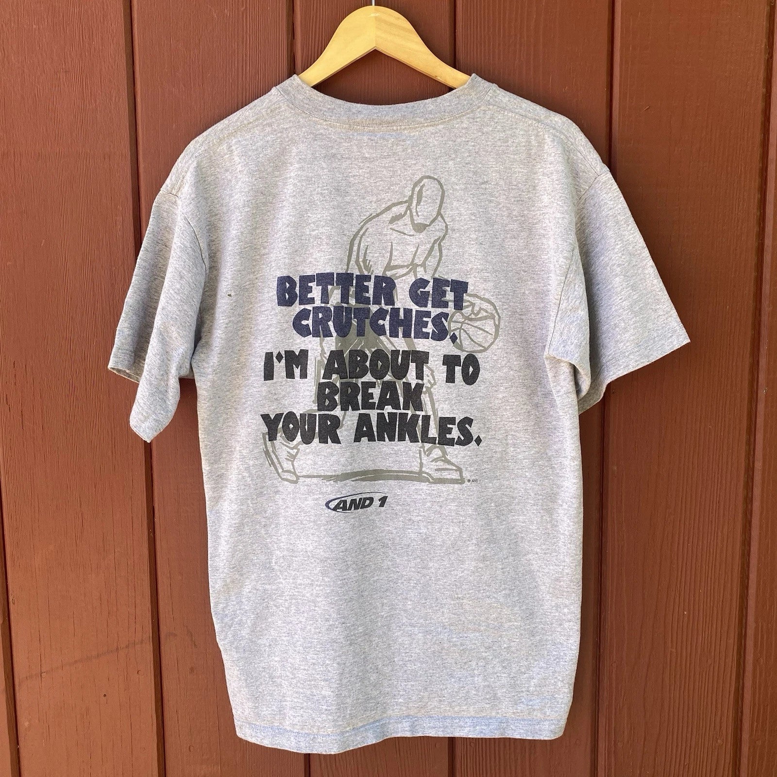 Vintage And1 Trash Talk T-shirt Basketball Break Your Ankles Size Large Grey Y2k