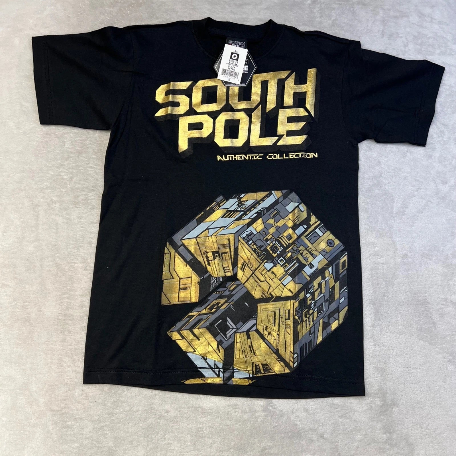South Pole Authentic Collection Black Retro Graphic T Shirt Men Size S