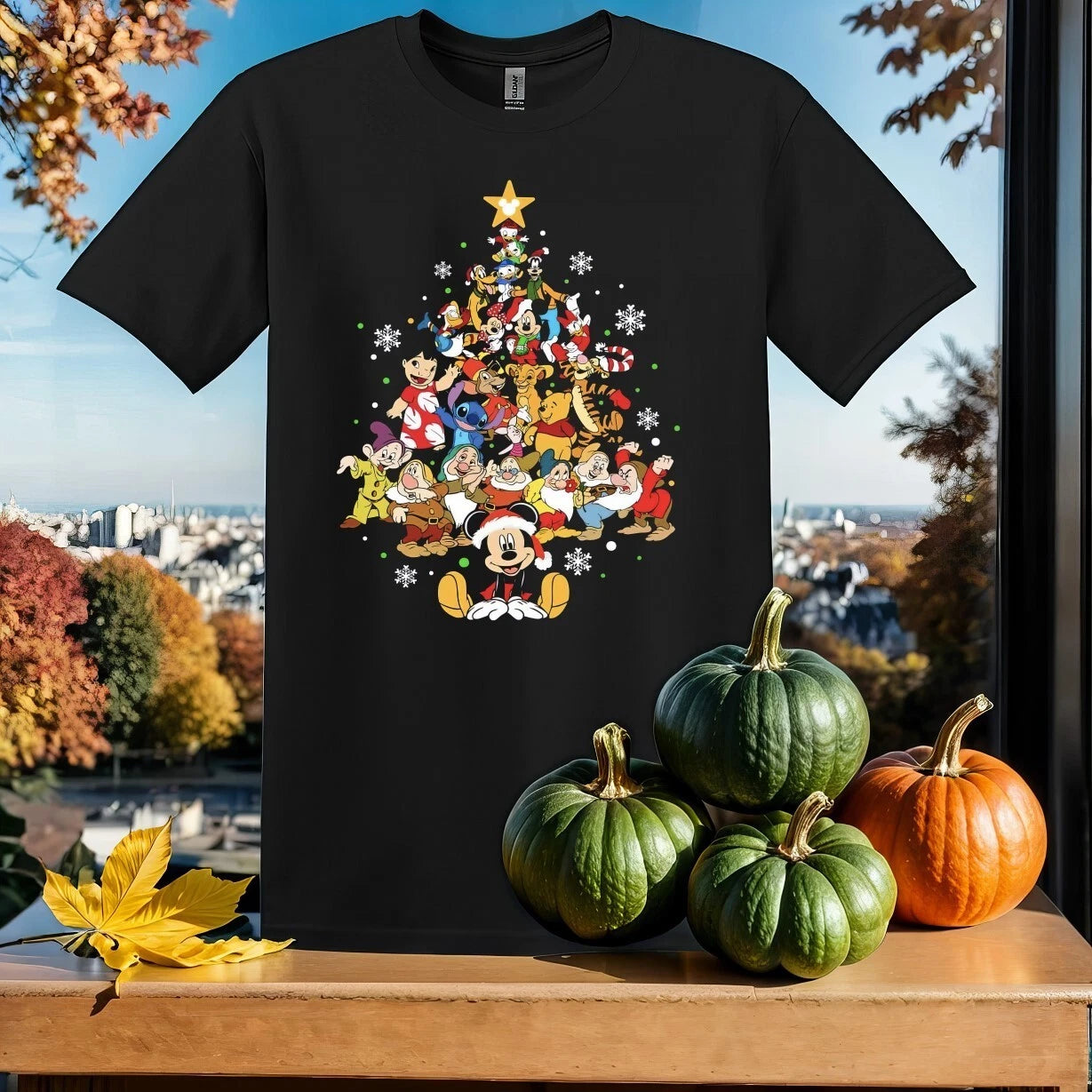 Disney Characters Christmas Tree T-shirt Tshirt Men Women Unisex Tshirt Sy88