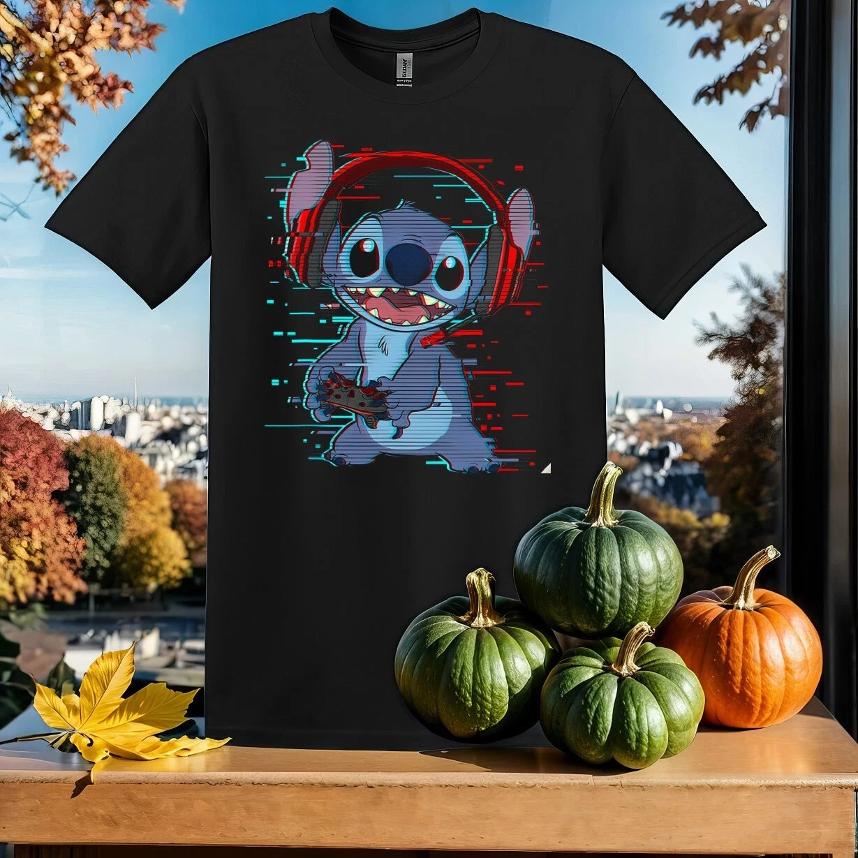 Disney Lilo &amp; Stitch Gamer Glitch T-shirt T Shirt Men Women Unisex Tshirt Sy180