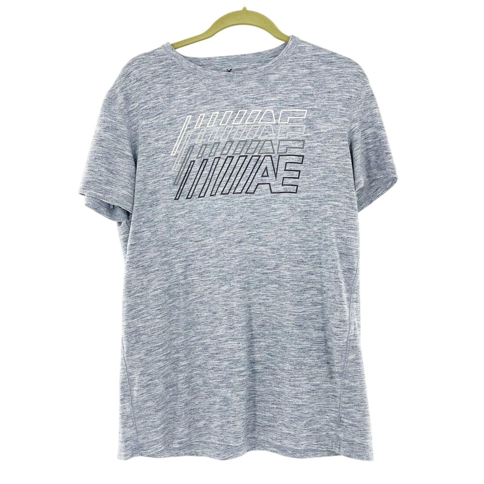 American Eagle Mens Heathered Graphic Tee Medium Blue Gray Cotton Blend Y2k 90s