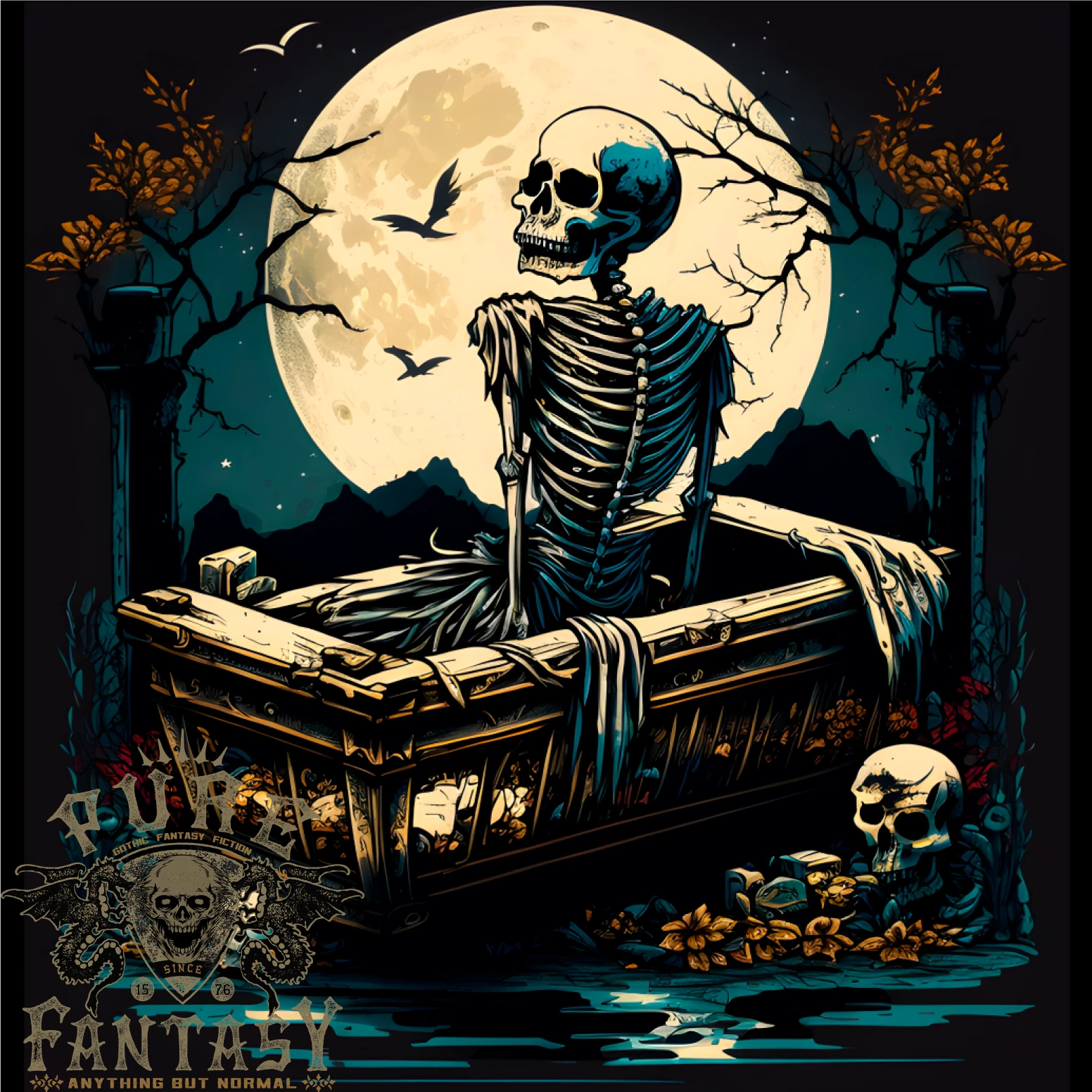 A Skeleton &amp; Coffin In A Graveyard Halloween Mens Light Cotton T-shirt