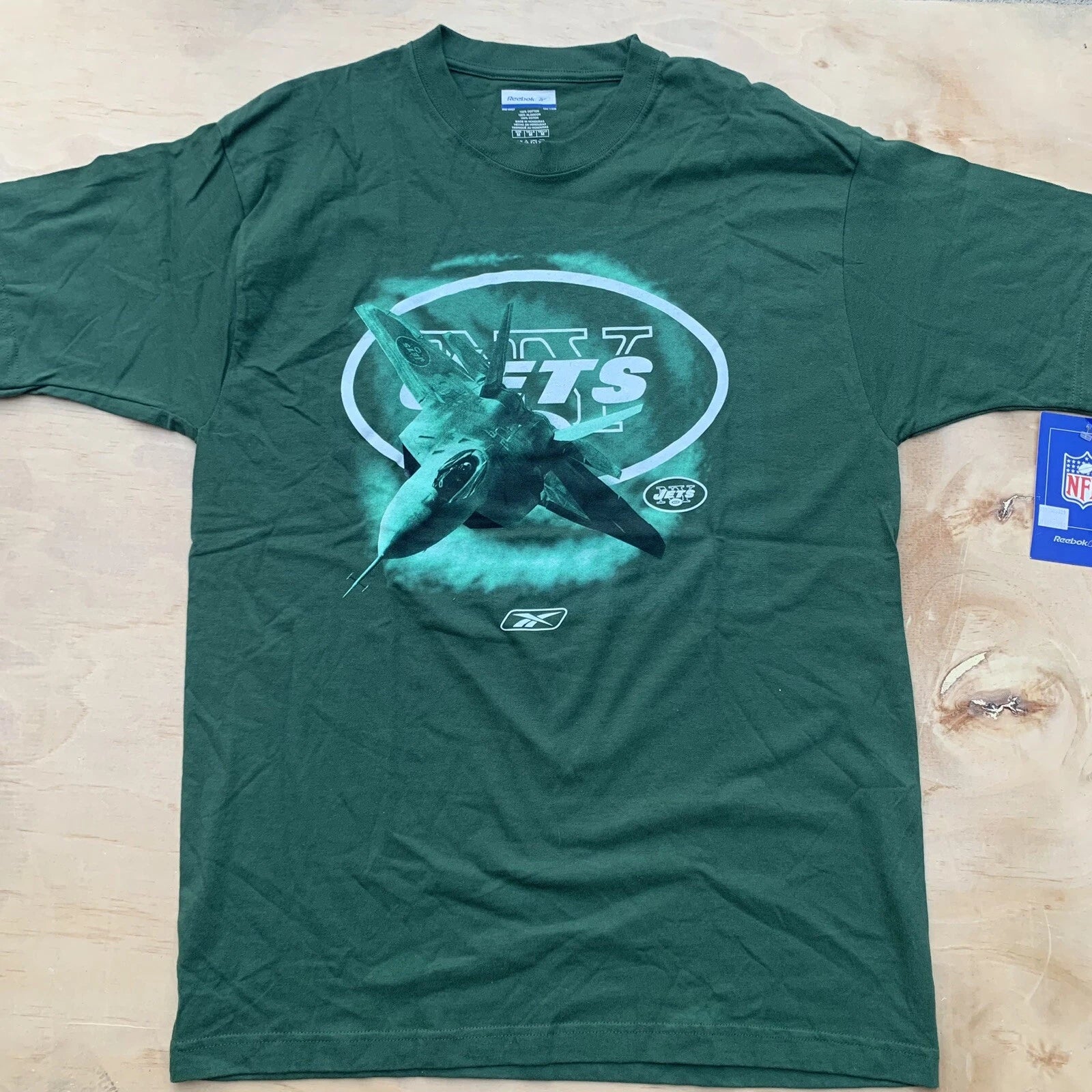 Deadstock Y2k New York Ny Jets Vtg T-shirt Men's M Green Nfl Fighter Jet Nos | Trendy Graphic Tee | Casual Unisex T-shirt