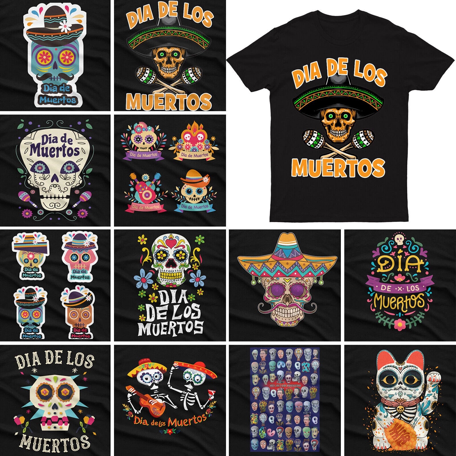 Day Of The Dead Mexican T Shirt Sugar Skull Dia De Los Muertos Tradition#m#p1#pr