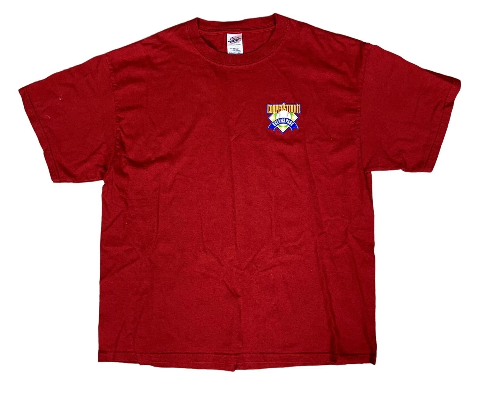 Y2k 2007 Cooperstown Dream Park 100% Cotton Red Baseball T-shirt Size Xl