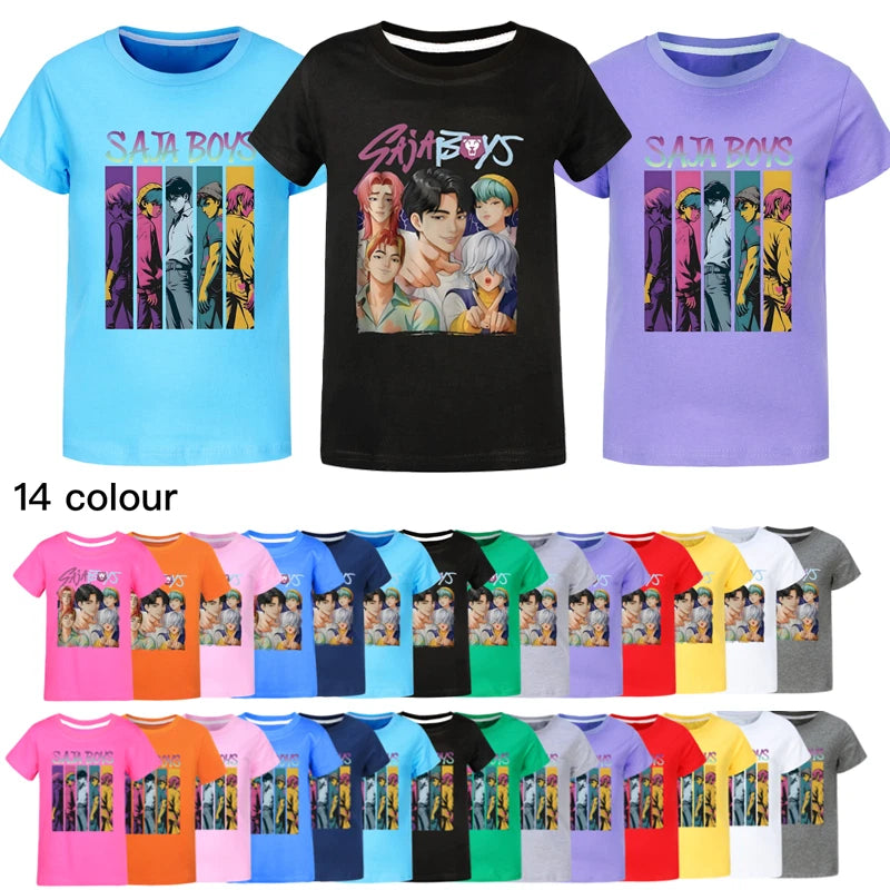 Boys Girls Devil Hunters Saya Boys T-shirts Kids Kpop Short Sleeve Casual Top Uk
