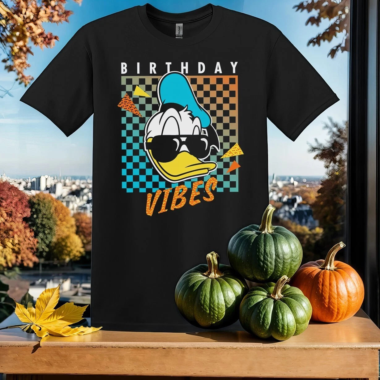 Disney Donald Duck Birthday Vibes T-shirt T Shirt Men Women Unisex Tshirt Sy137