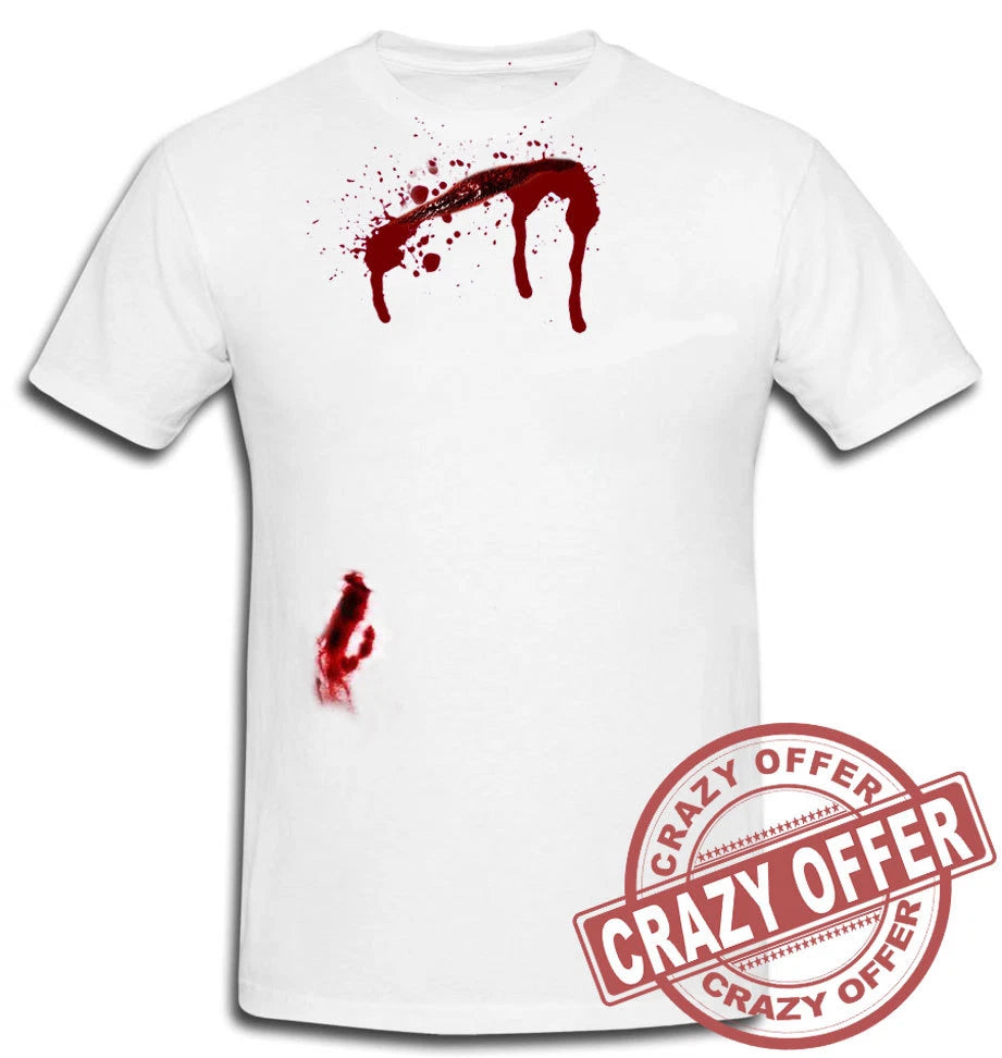 Adults Scary Bleeding Scar Wounded Halloween Shirt Horror Fancy Dress Accessory