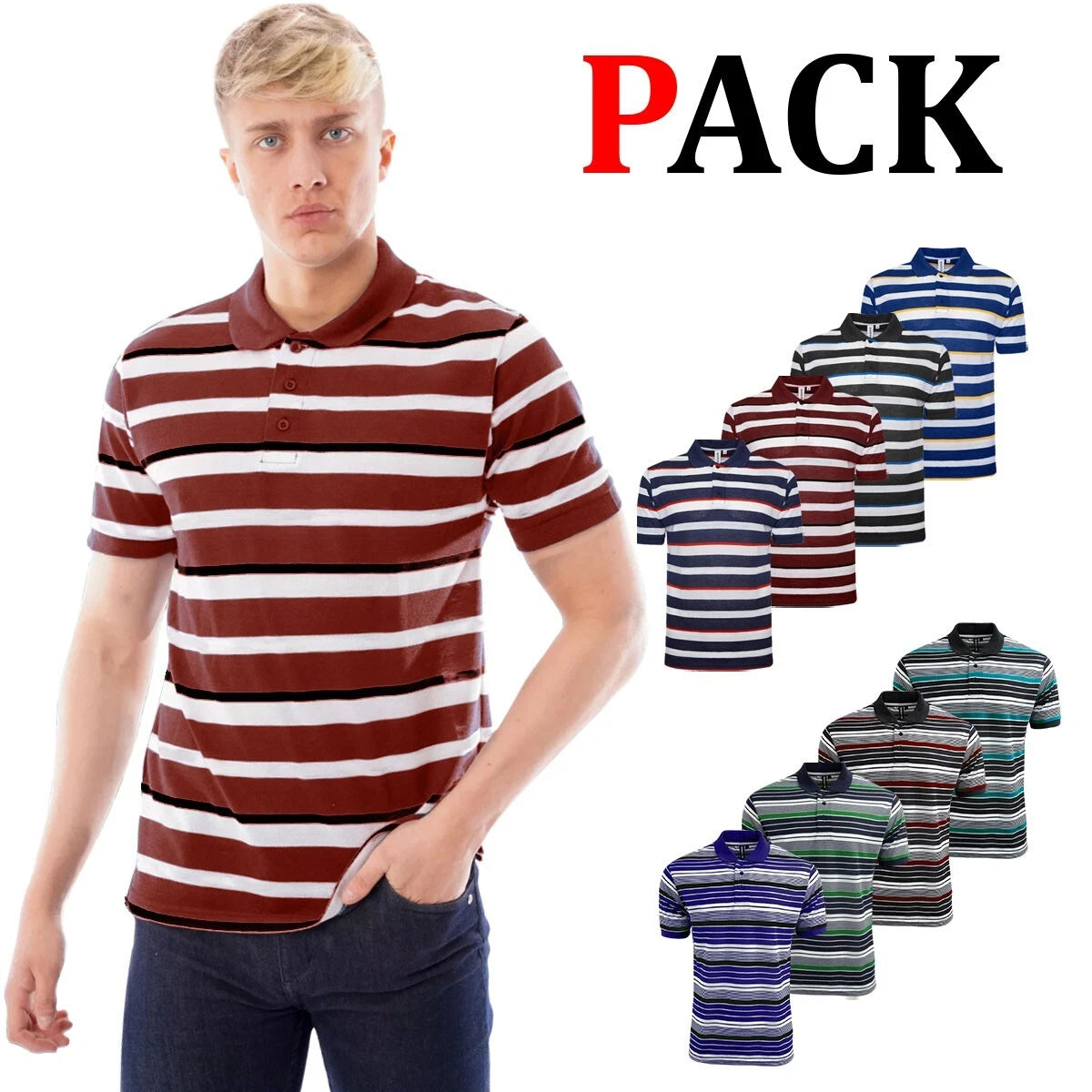 4/6 Pack Mens Polo Shirt Multipack Set Short Sleeve Pique T-shirt Brand New Top