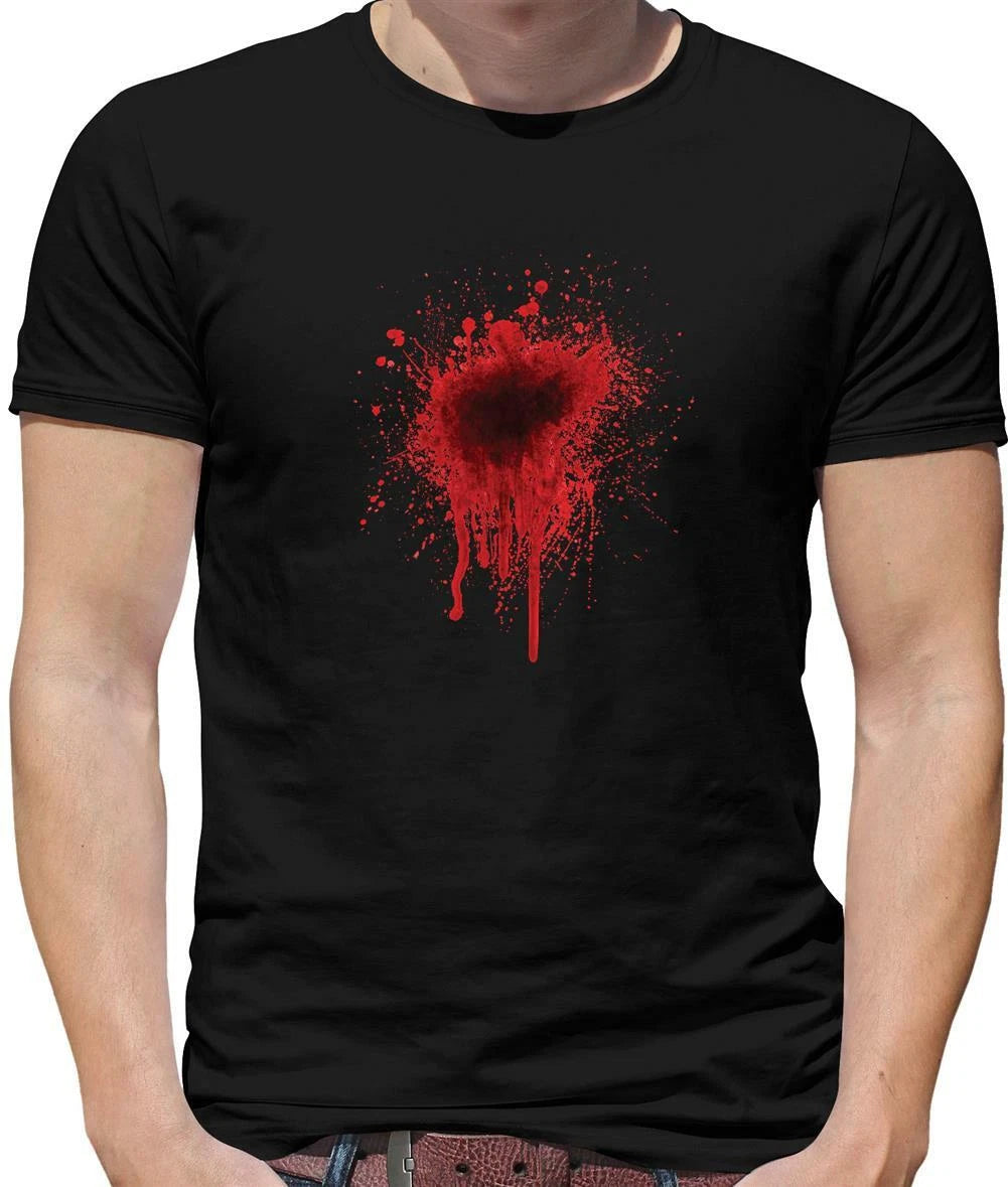 Blood Stain New Design Mens T-shirt - Halloween - Costume - Gun Shot - Bullet