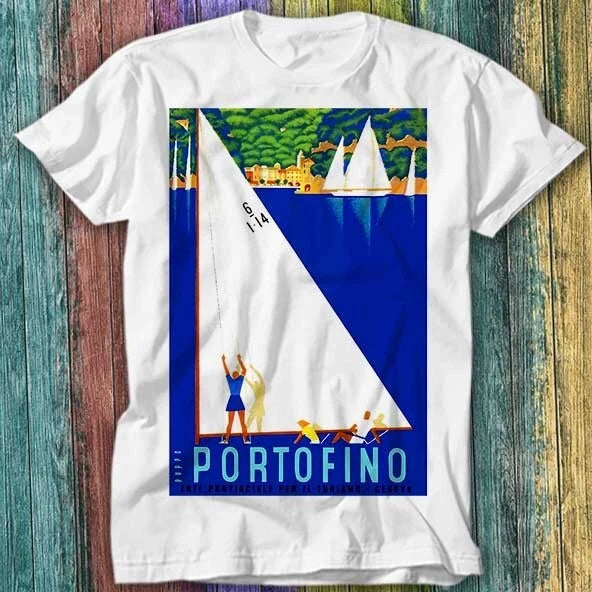 1941 Portofino Italy Travel Poster T Shirt Top Tee 535