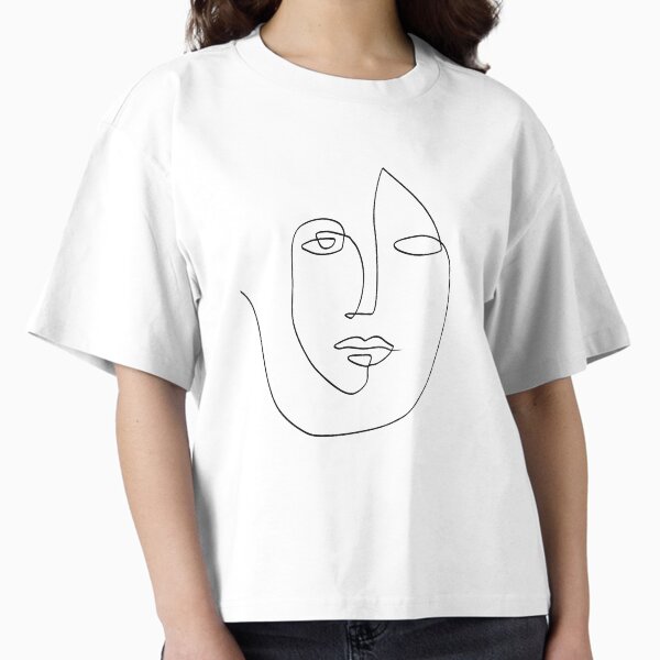 Abstract Face - One Line Art Boxy T-Shirt for Sale by TheRedFinch