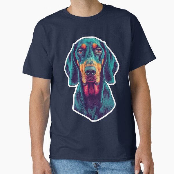 Bluetick Coonhound in Psychedelic Harmony – Vibrant Pop Art Dog Portrait Classic T-Shirt for Sale by StickersWaala