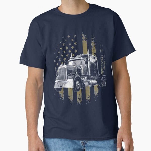 "Trucker American Flag Big Rig Semi Trailer Truck" Classic T-Shirt for Sale by Saiyarad