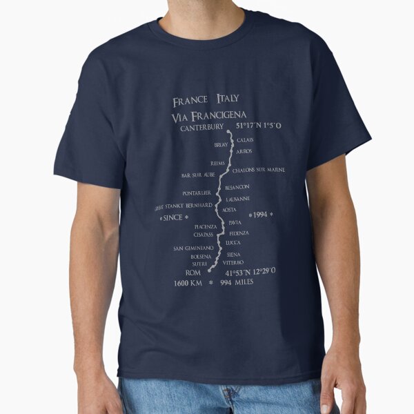 Pilgrimage route Franconia Italy France / Via francigena Classic T-Shirt by CreaVisArt