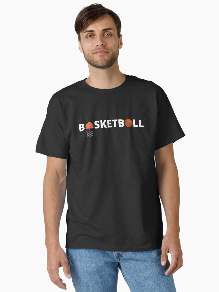 Copy Of Basketball With Ball And Hoop - White Letters Classic T-shirt | Premium Basketball Jersey | Fan Edition Apparel