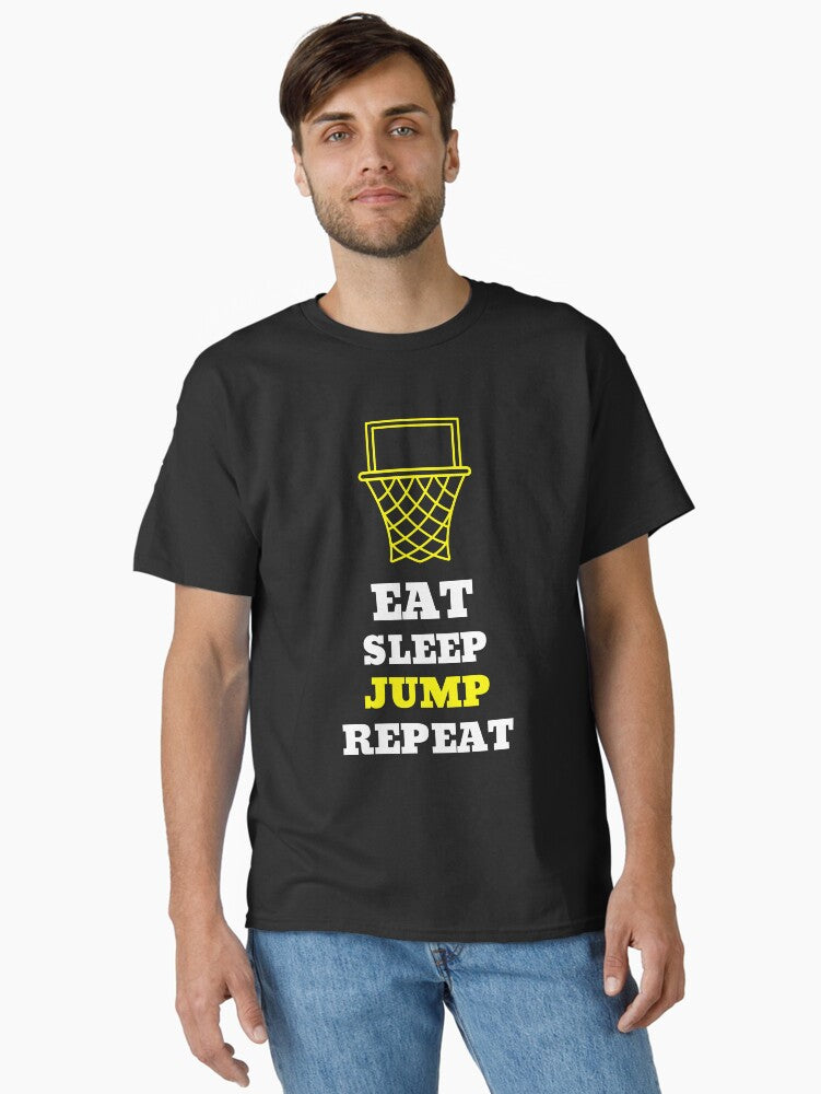 Basketball Hoop Eat Sleep Yellow Classic T-shirt | Premium Basketball Jersey | Fan Edition Apparel